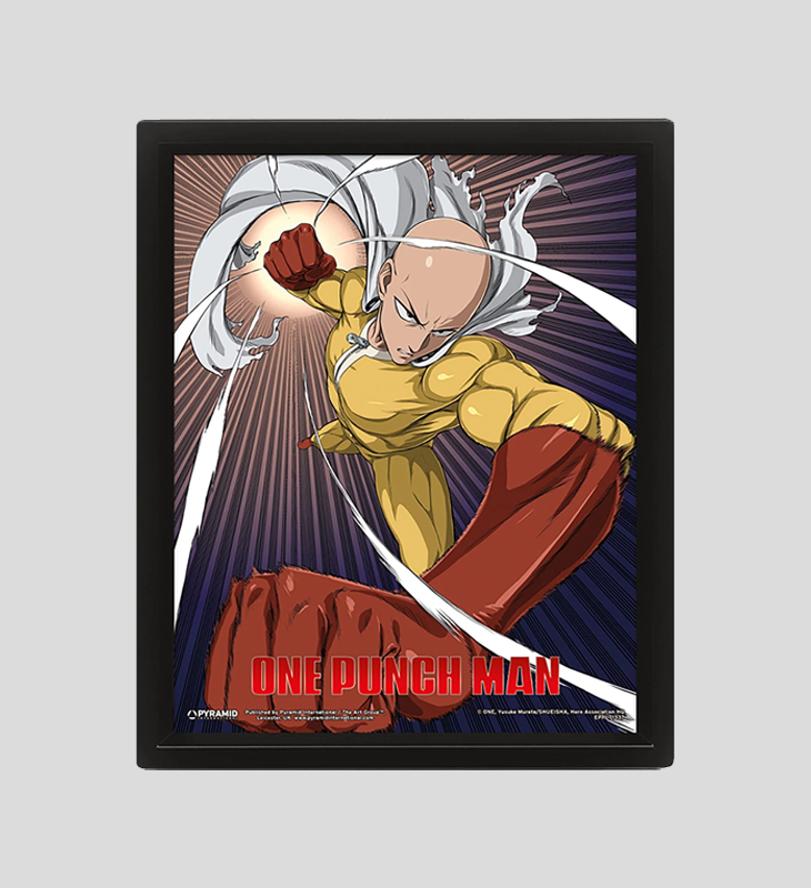 One Punch Man (Saitama And Genos) Framed 20X25Cm 3D Lenticular Print